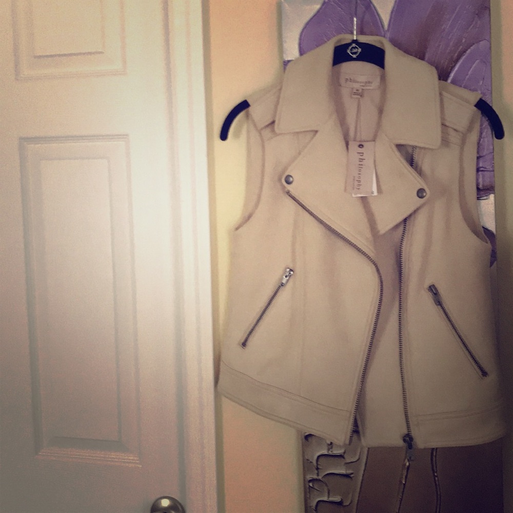 NWT philosophy suede sleeveless jacket